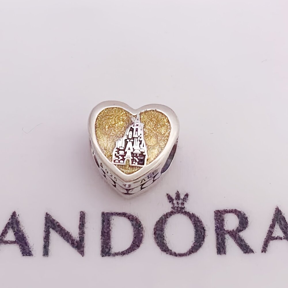 Disney Parks Pandora WDW Castle Black Gold Button Charm 2024 Walt Disney World